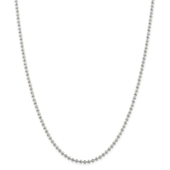 3mm Sterling Silver Fancy Bead Chain Necklace, 24 Inch - Picture 3 of 8